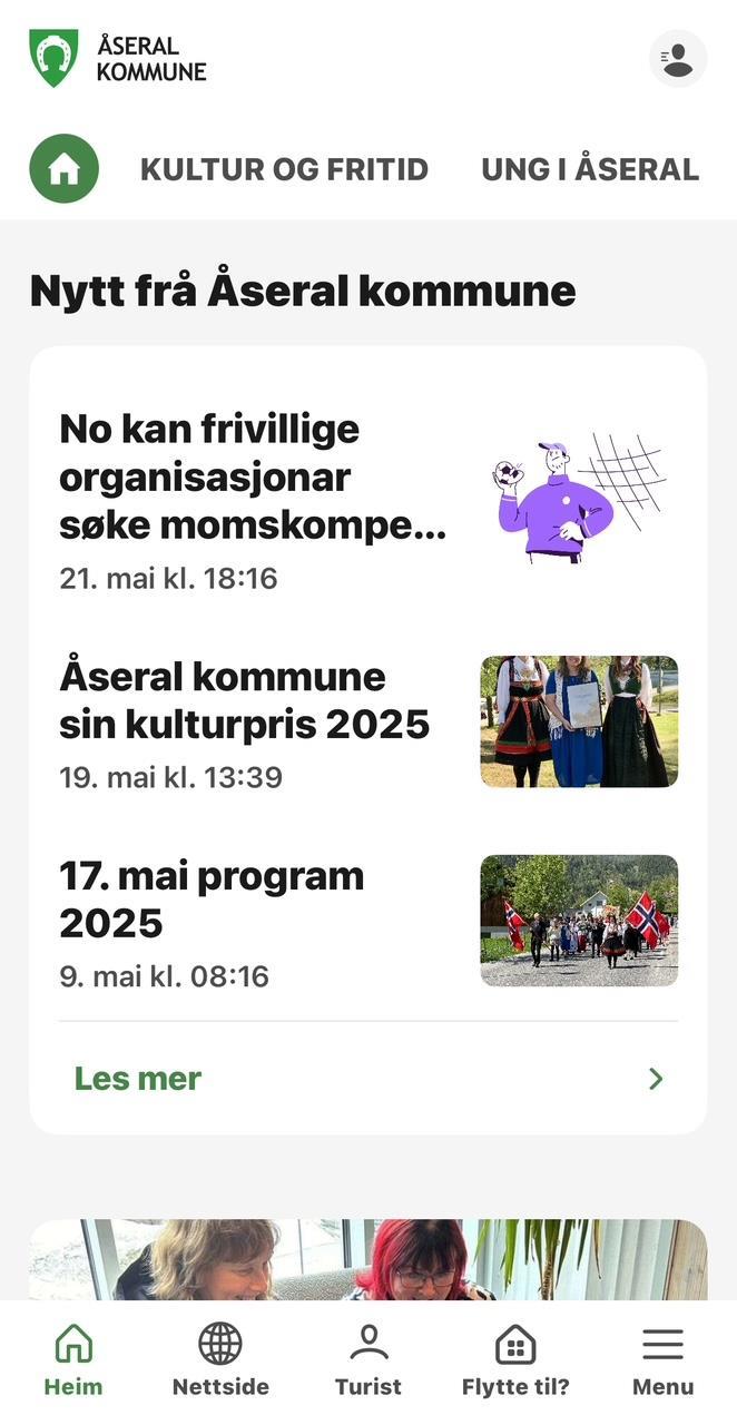 Skjermbilete av innbyggarappen - Klikk for stort bilete