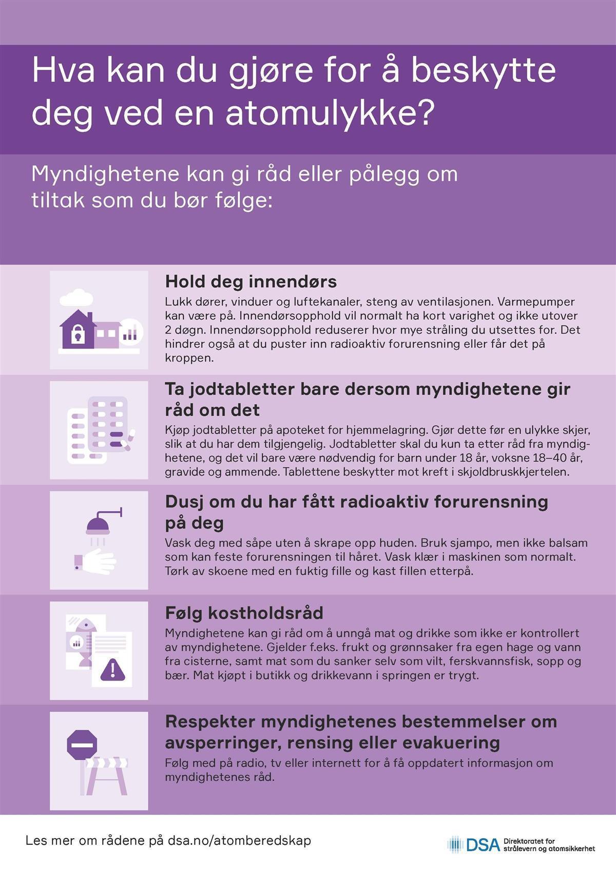 Beredskapsplakat atomulykke frå DSA - Klikk for stort bilete